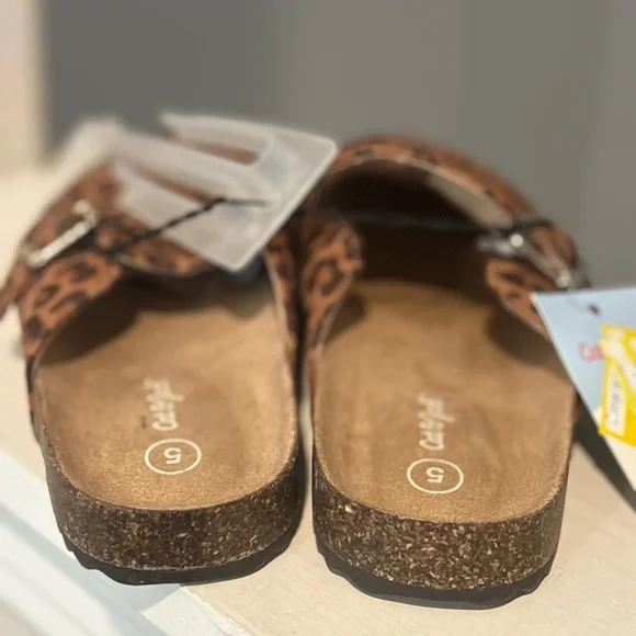 Kids' Tate Clogs Cat & Jack™ Cheetah Sz 5 Slip-on Mule Contoured Footbed NEW - Picture 4 of 6